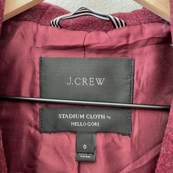 J Crew Chateau Parka in Italian Stadium-Cloth Burgundy, Size 0 - Picture 3 of 3